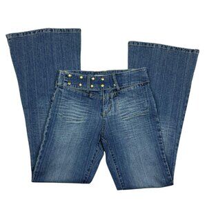 Forever 21 Y2K Studded Waist Flare Jeans Wide Leg Denim